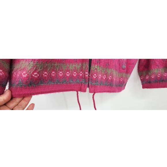 Tejidos Ruminahui Jacket Pink Grey White Lama Large - Picture 5 of 7